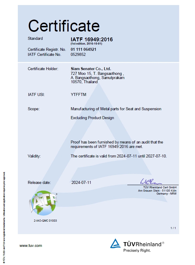 Certificate ISO9001 , IATF16949 , ISO14001